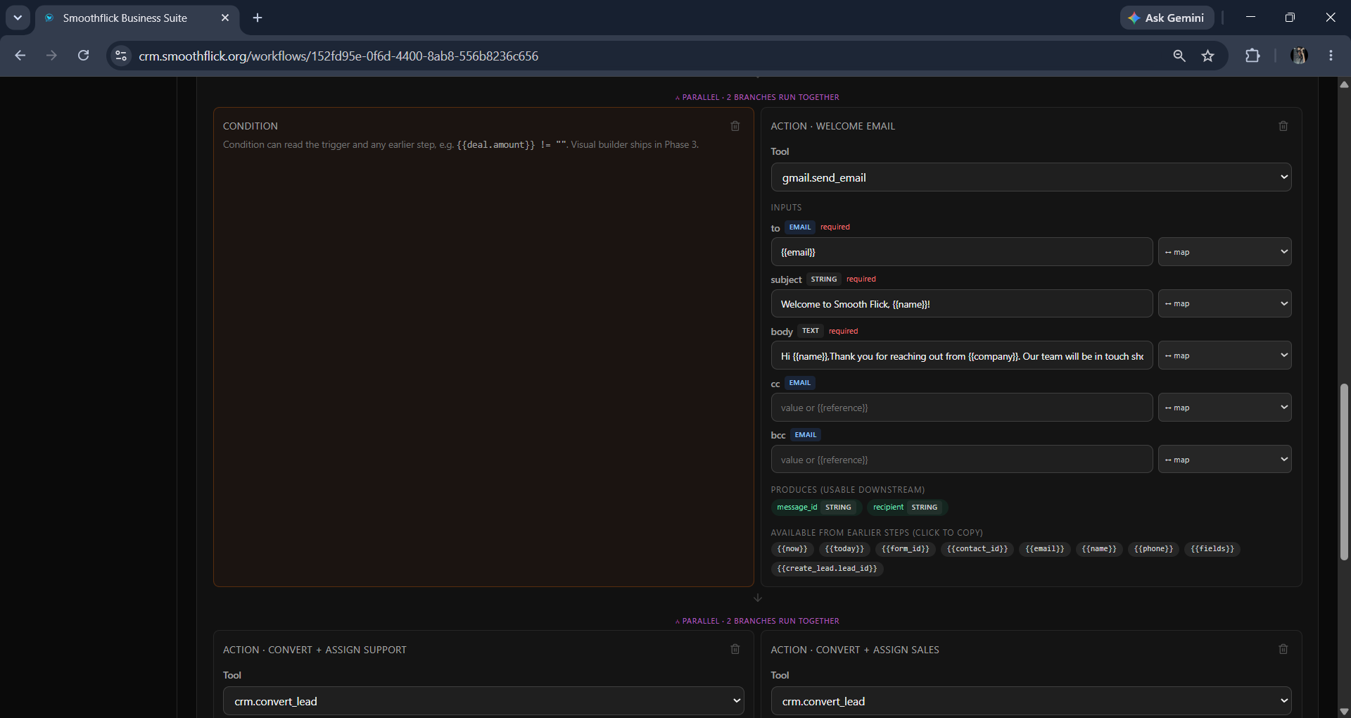 Email action node